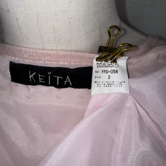VINTAGE Keita Maruyama Sequin Beaded Angora Wool Cardigan Pink Lined Y2K Japan - Picture 7 of 12